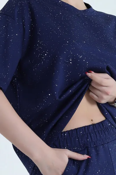 Lacivert Simli Modal Kadın İkili Takım 439840