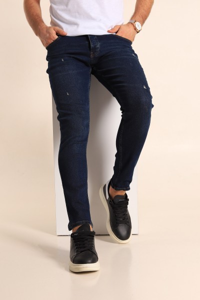 Lacivert Skinny Fit Likralı Taşlama Detaylı Erkek Kot Pantolon 222303