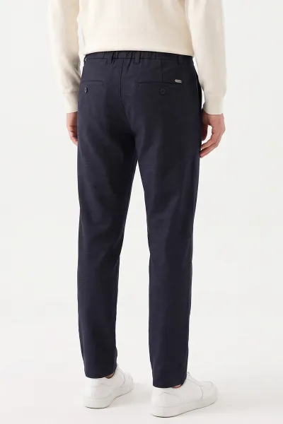 Lacivert Slim Fit Belden Bağlamalı Erkek Pantolon 493148