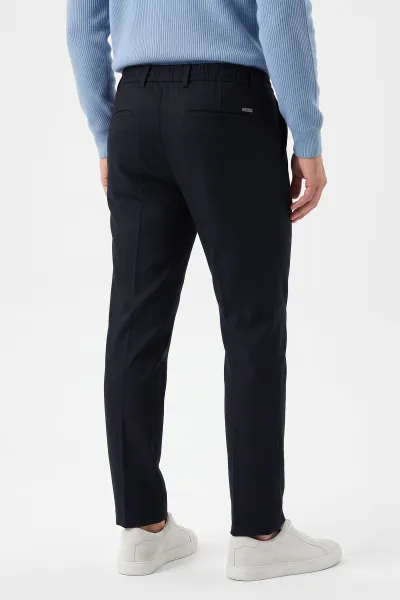 Lacivert  Slim Fit Belden Bağlamalı Erkek Pantolon 493202