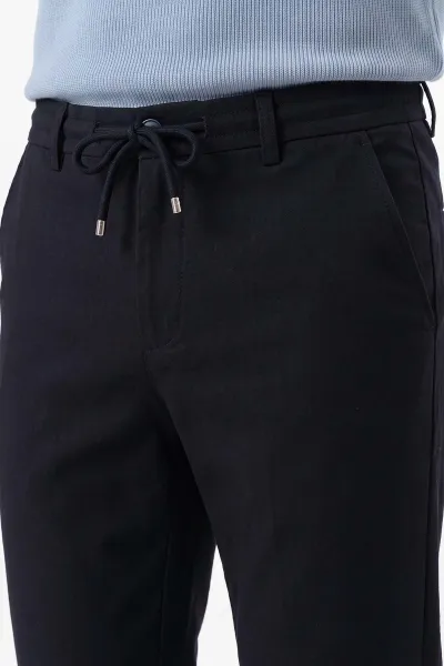 Lacivert  Slim Fit Belden Bağlamalı Erkek Pantolon 493202