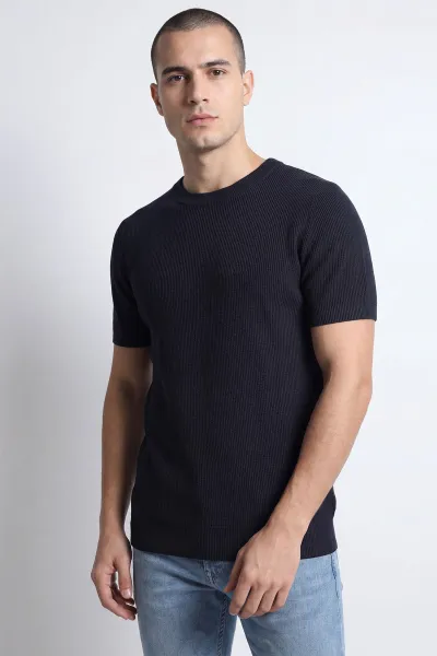 lacivert-slim-fit-bisiklet-yaka-triko-erkek-tisort-449043