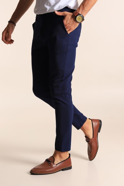 Lacivert Slim Fit Desenli Erkek Pantolon 194611