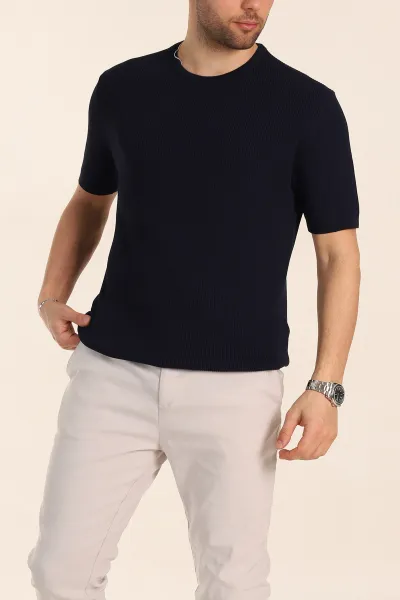 lacivert-slim-fit-dokulu-basic-kisa-kollu-erkek-triko-tisort-338601