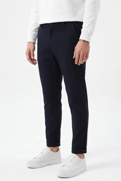 Lacivert  Slim Fit Duble Paça Erkek Pantolon 493251