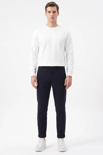 Lacivert  Slim Fit Duble Paça Erkek Pantolon 493251