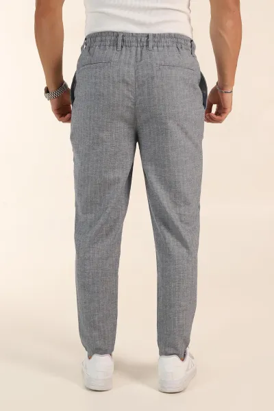 Lacivert Slim Fit Kırçıllı Kumaş Bel Lastikli Erkek Jogger Pantolon 380956