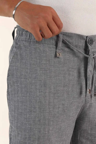 Lacivert Slim Fit Kırçıllı Kumaş Bel Lastikli Erkek Jogger Pantolon 380956