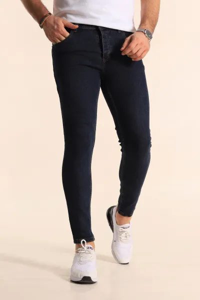 Lacivert Slim Fit Likralı Erkek Kot Pantolon 239506 Modamızbir