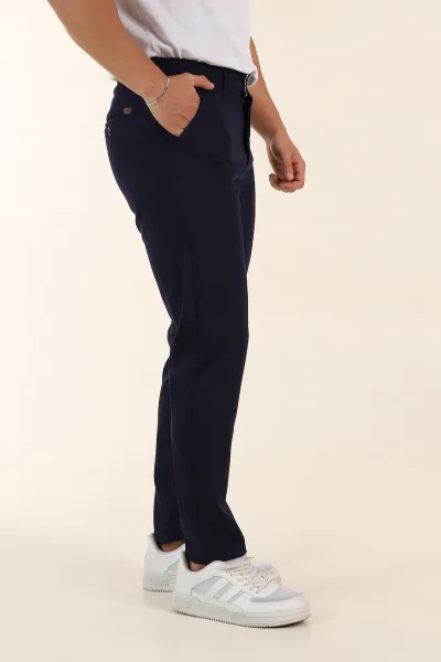 Lacivert Slim Fit Örme Kumaş Erkek Pantolon 391309