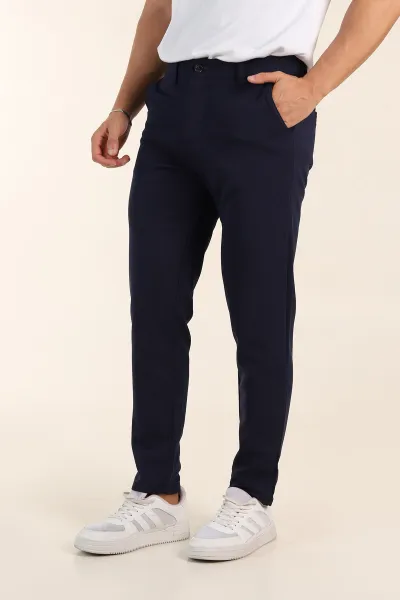 Lacivert Slim Fit Örme Kumaş Erkek Pantolon 391309