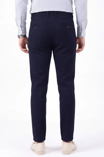 Lacivert Slim Fit Petek Armürlü Erkek Pantolon 472205