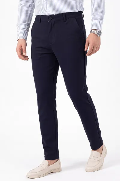 Lacivert Slim Fit Petek Armürlü Erkek Pantolon 472205