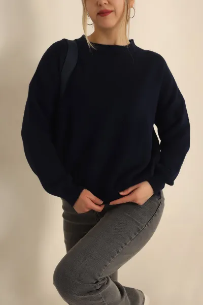 Lacivert Soft Triko Bayan Kazak 231530
