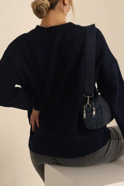 Lacivert Soft Triko Bayan Kazak 231530