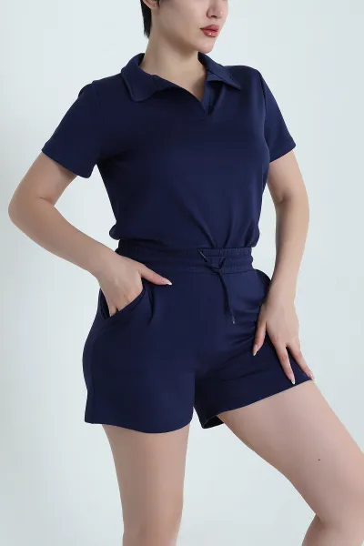 Lacivert Şortlu Modal Kadın İkili Takım 470049