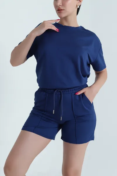 Lacivert Şortlu Modal Kadın İkili Takım 474385