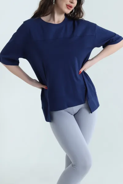 Lacivert Süprem Oversize Kadın Tişört 437869