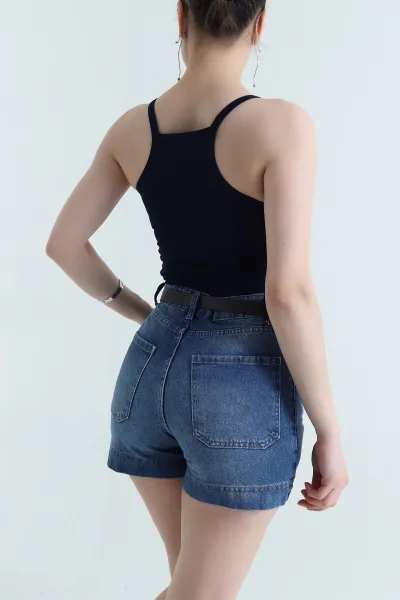 Lacivert Taşlı Modal Kadın Atlet Bluz 455067