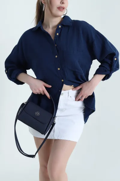 lacivert-tek-cep-muslin-keten-kadin-gomlek-447615