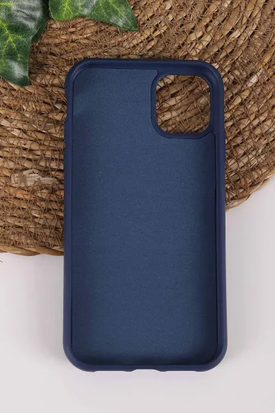 Lacivert TeknoCase İPhone 11 Uyumlu Ringy Case Serisi Standlı Lens Hediyeli Sert Silikon Telefon Kılıfı 450158