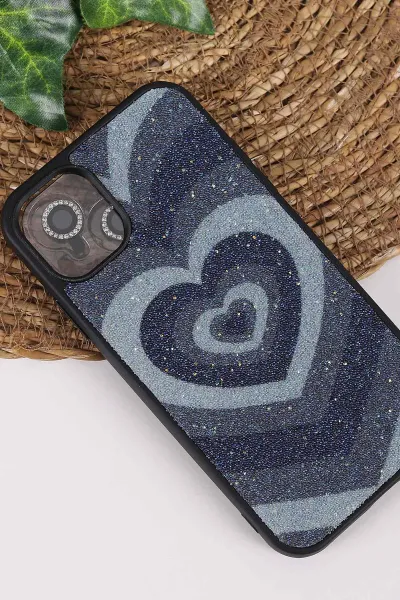 Lacivert TeknoCase İPhone 11 Uyumlu Sweet Diamond Case Serisi Desenli Lens Hediyeli Sert Silikon Telefon Kılıfı 450102