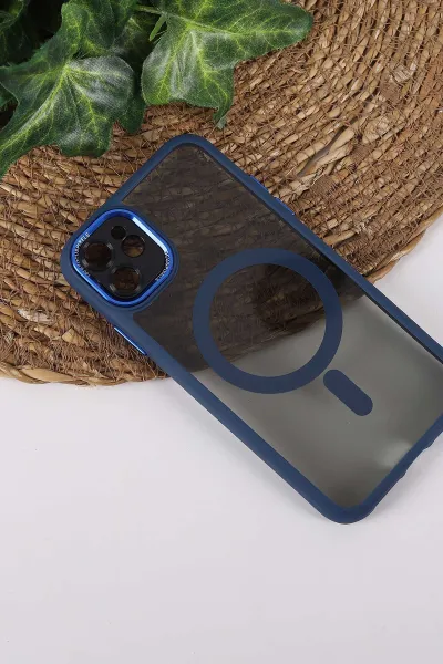 Lacivert TeknoCase İPhone 11 Uyumlu Wesley Case Serisi Magsafe Özellikli Transparan Sert Silikon Telefon Kılıfı 430580