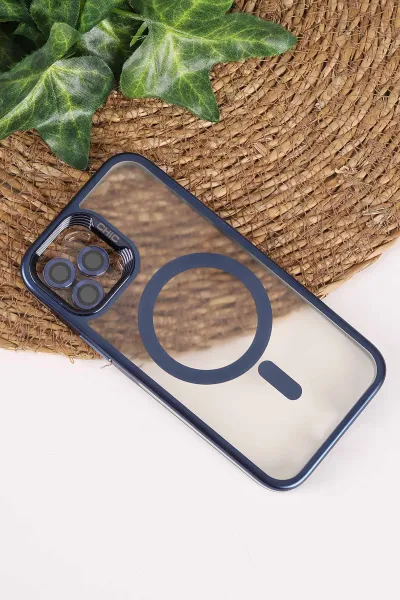Lacivert TeknoCase İphone 12/12 Pro Uyumlu Believe Serisi Lens Hediyeli Silikon Telefon Kılıfı 472494