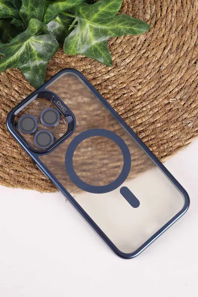 Lacivert TeknoCase İphone 14 Pro Max Uyumlu Believe Serisi Lens Hediyeli Silikon Telefon Kılıfı 472504