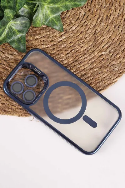 Lacivert TeknoCase İphone 14 Pro Uyumlu Believe Serisi Lens Hediyeli Silikon Telefon Kılıfı 472499