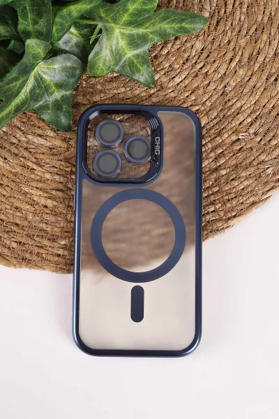 Lacivert TeknoCase İphone 14 Pro Uyumlu Believe Serisi Lens Hediyeli Silikon Telefon Kılıfı 472499