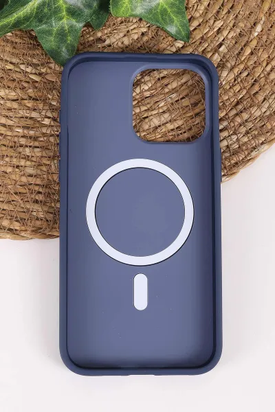 Lacivert TeknoCase İPhone 15 Pro Max Uyumlu Vincent Case Serisi Sert Silikon Telefon Kılıfı 457891
