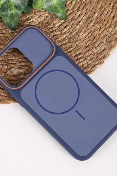 Lacivert TeknoCase İPhone 15 Pro Max Uyumlu Vincent Case Serisi Sert Silikon Telefon Kılıfı 457891