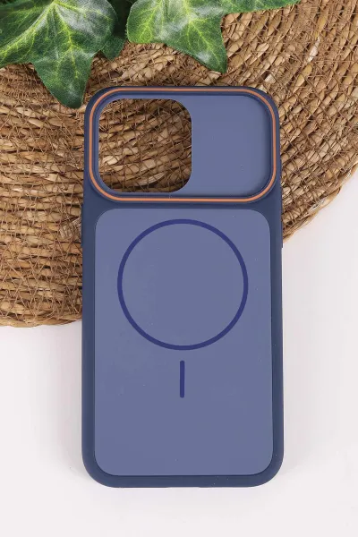 Lacivert TeknoCase İPhone 15 Pro Max Uyumlu Vincent Case Serisi Sert Silikon Telefon Kılıfı 457891