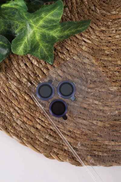 Lacivert TeknoCase İPhone 15 Pro Uyumlu Creative Fiber Case Serisi Lens Hediyeli Vakumlu Sert Silikon Telefon Kılıfı 430910