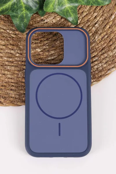 Lacivert TeknoCase İPhone 15 Pro Uyumlu Vincent Case Serisi Sert Silikon Telefon Kılıfı 457886