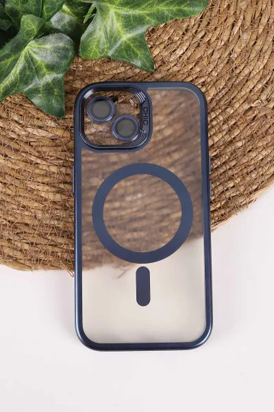 Lacivert TeknoCase İphone 15 Uyumlu Believe Serisi Lens Hediyeli Silikon Telefon Kılıfı 472509