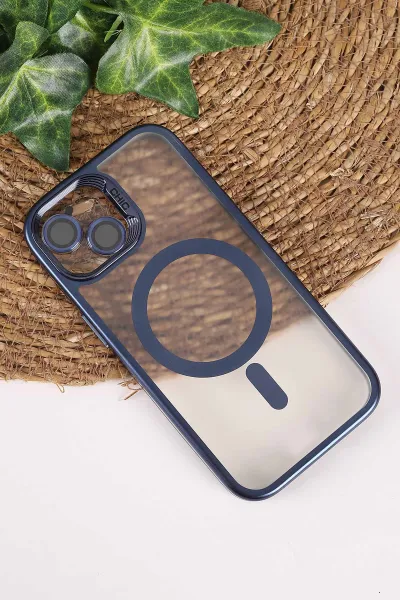 Lacivert TeknoCase İphone 15 Uyumlu Believe Serisi Lens Hediyeli Silikon Telefon Kılıfı 472509