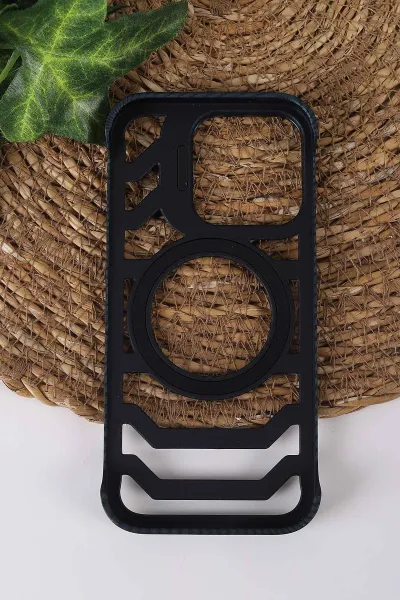 Lacivert TeknoCase İPhone 16 Pro Uyumlu Creative Fiber Case Serisi Lens Hediyeli Vakumlu Sert Silikon Telefon Kılıfı 430922