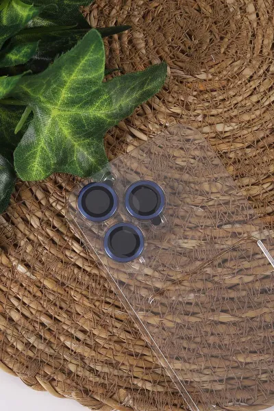 Lacivert TeknoCase İPhone 16 Pro Uyumlu Creative Fiber Case Serisi Lens Hediyeli Vakumlu Sert Silikon Telefon Kılıfı 430922