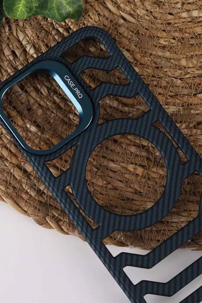 Lacivert TeknoCase İPhone 16 Uyumlu Creative Fiber Case Serisi Lens Hediyeli Vakumlu Sert Silikon Telefon Kılıfı 430914