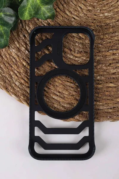 Lacivert TeknoCase İPhone 16 Uyumlu Creative Fiber Case Serisi Lens Hediyeli Vakumlu Sert Silikon Telefon Kılıfı 430914