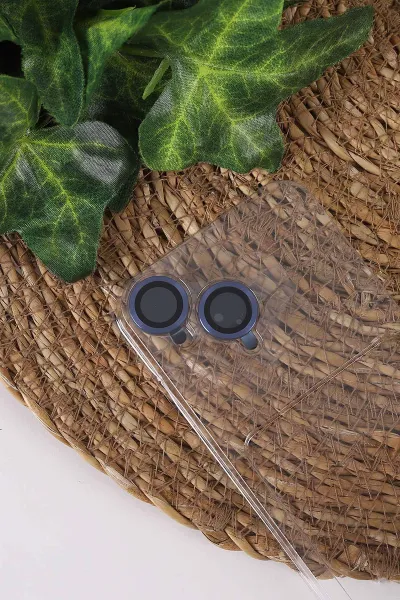 Lacivert TeknoCase İPhone 16 Uyumlu Creative Fiber Case Serisi Lens Hediyeli Vakumlu Sert Silikon Telefon Kılıfı 430914