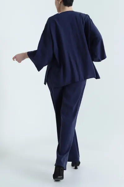 Lacivert Tencel Pantolon Bluz Kadın İkili Takım 440600