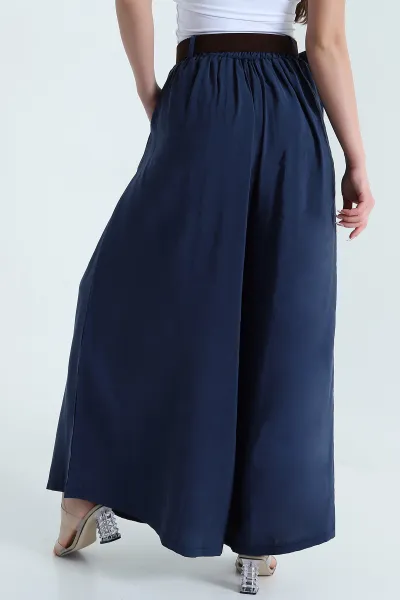 Lacivert Tencel Pileli Kadın Pantolon 458262