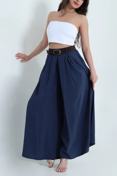 Lacivert Tencel Pileli Kadın Pantolon 458262
