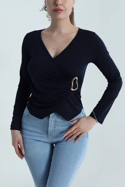 Lacivert Tokalı Sandy Kadın Bluz 488669