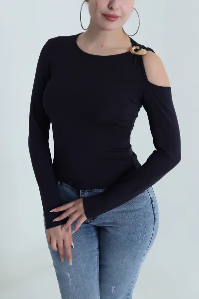 Lacivert Tokalı Scuba Kadın Bluz 486669