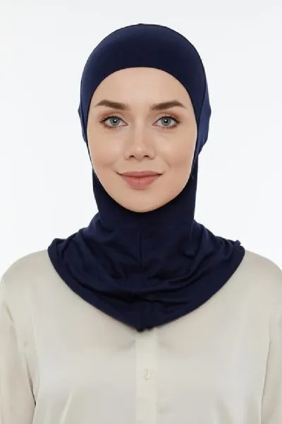 Lacivert Türban Tesettür Düz Hijab Bone 460152