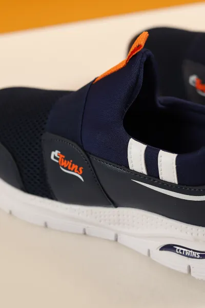 Lacivert Turuncu (31-35 Filet) Twins Baskılı Triko Bağcıksız  Çocuk Spor Ayakkabı 257288